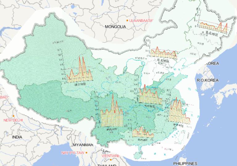 Online map of temporal and spatial distribution of comprehensive disaster index by region in China in 2014