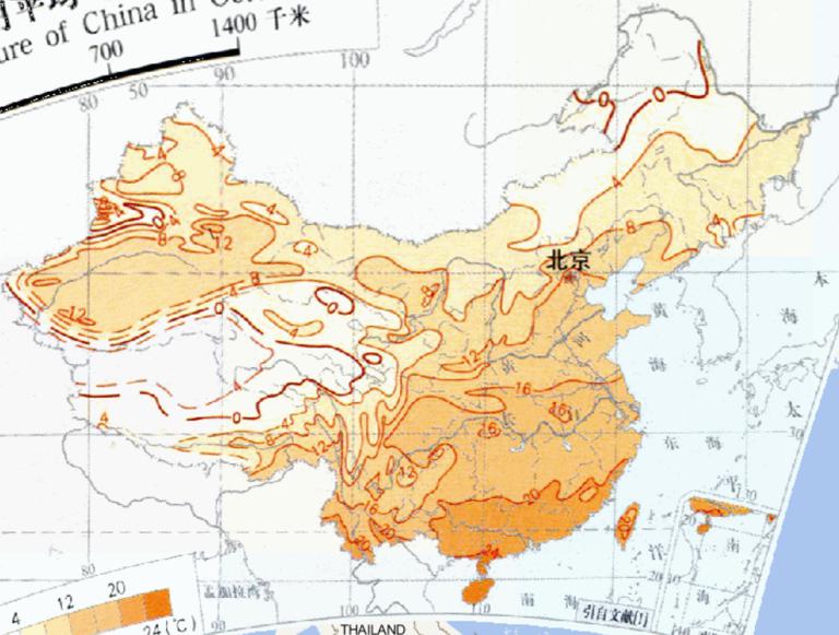 China 's October average temperature online map