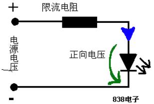 LED light-emitting diode current limiting resistor value online calculation: single LED circuit