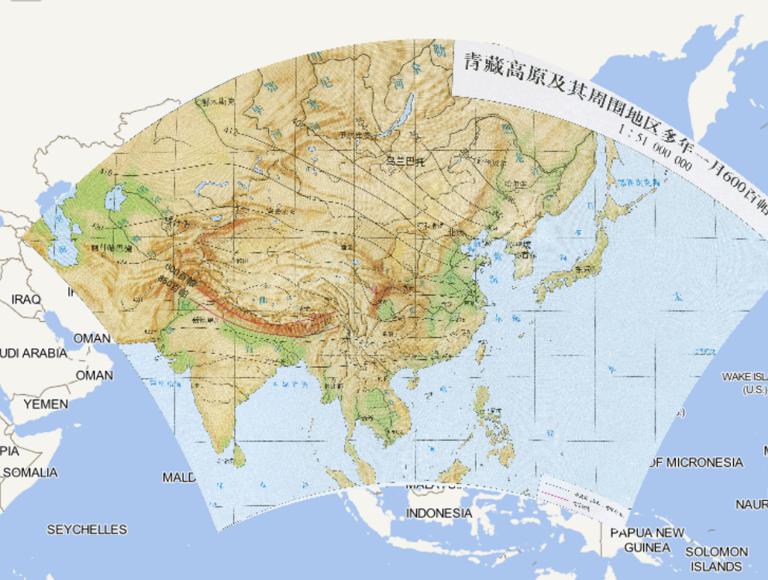 China 's Qinghai - Tibet Plateau and its surrounding areas for many years in January 600 hPa average map online map