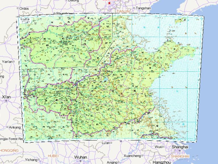 Historical map of DuJi Road and Henan Road in the Tang Dynasty in China