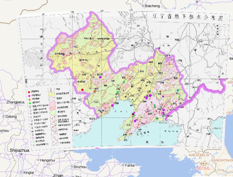 Distribution map of underground hot water in Liaoning Province, China