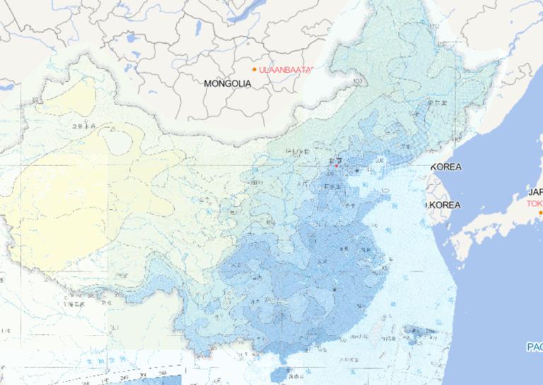 Online map of  threshold distribution of China's 3-day precipitation with 100 years return period
