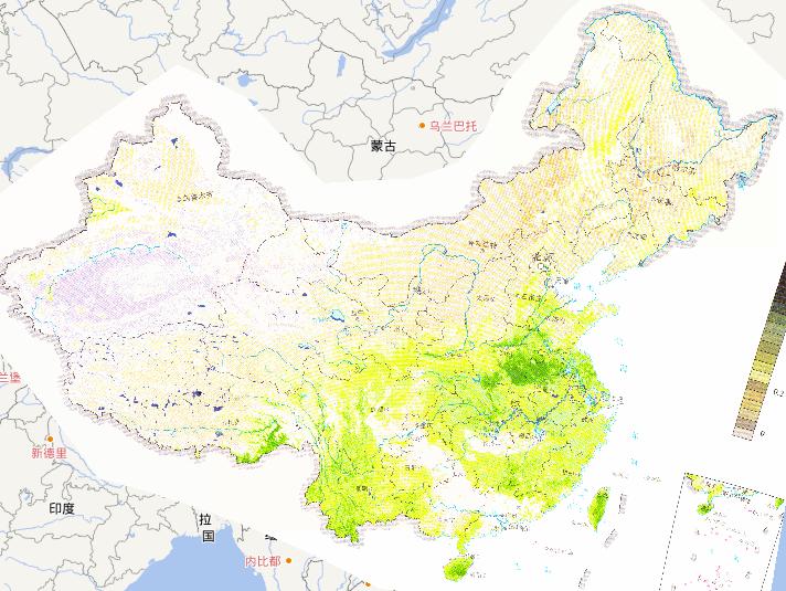 Online map of terrestrial vegetation during major dust storm period in mid April(2010)