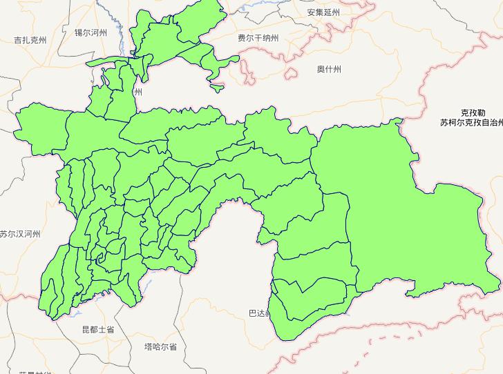 Online map of Tajikistan Level 2 Administrative boundaries