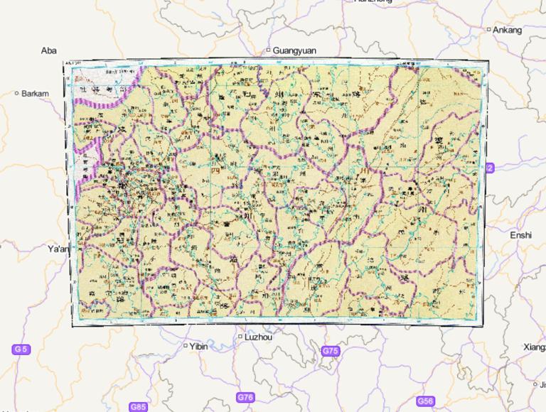 History map of near chengdu residence during China's southern song dynasty