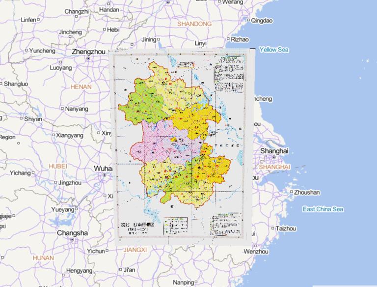 Historical Map of the Northern and Southern Anhui Administrative Regions of China (1949-1951)