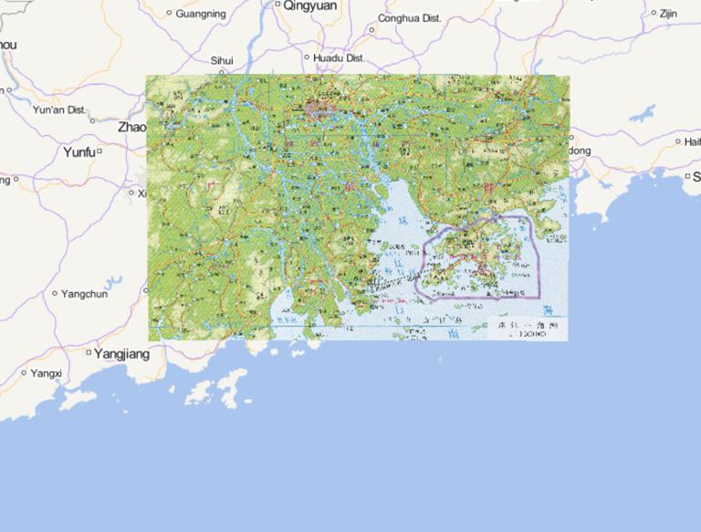 Online map of China Pearl River Delta topography