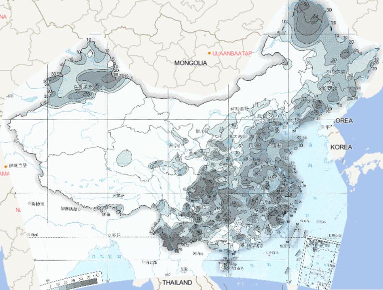 Online map of average annual fog days in China from 1981 to 2010