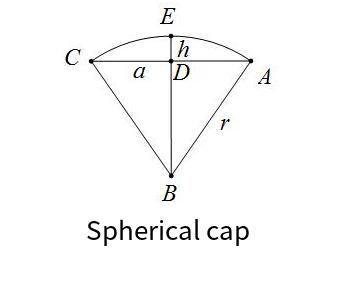 Spherical segment correlation geometric parameter online calculator