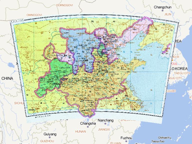 Historical map of Liang, Jin, Qi and other towns in the Five Dynasties and Ten Kingdoms of China