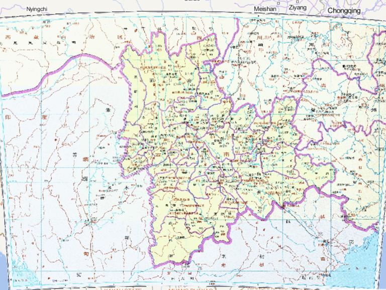 The Historical Map of Yunnan Province during the Ming Dynasty in China
