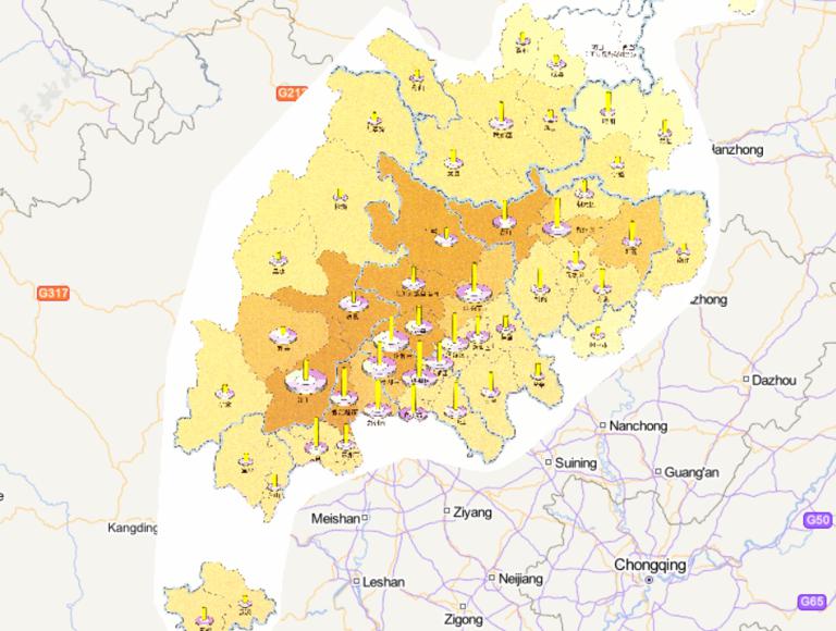 Online map of industrial loss in Wenchuan disaster area in China