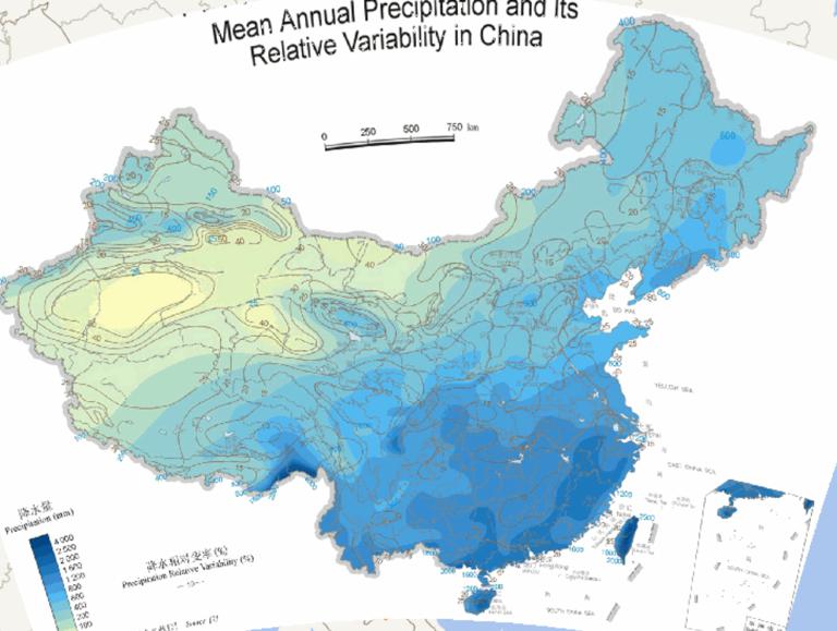 Online Maps of Annual Mean Precipitation and Relative Variability of Precipitation in China