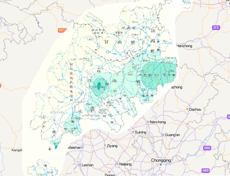 Online map of annual rainstorm days distribution (daily precipitation ≥ 50mm) in Wenchuan disaster area in China