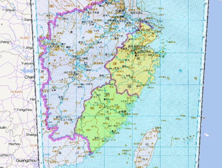 A Historical Map of Fujian Province during the Five Dynasties and Ten Kingdoms