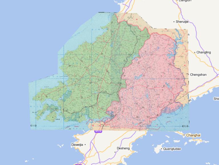 Wafangdian City, Pulandian City, Dalian City, Liaoning Province, China 1995 Administrative Map Online Map