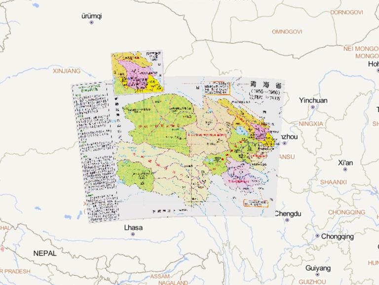 History map of administrative division (1955-1960) in Qinghai Province, China