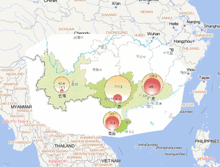 Online map of crops affected by No.1409 "Rammasun" super typhoon in 2014