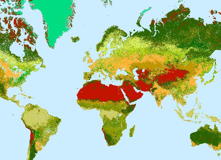 Online map of Modis land cover data in 2001