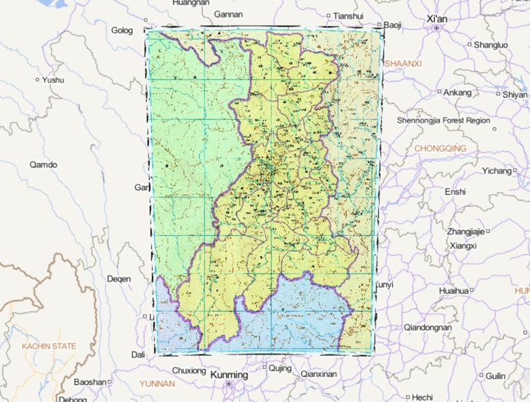 The Historical Map of Min Shu Counties in the Sui Dynasty