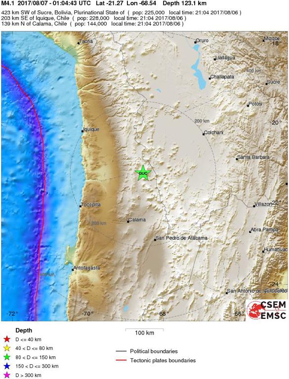 August 7, 2017 Earthquake Information of  Chile