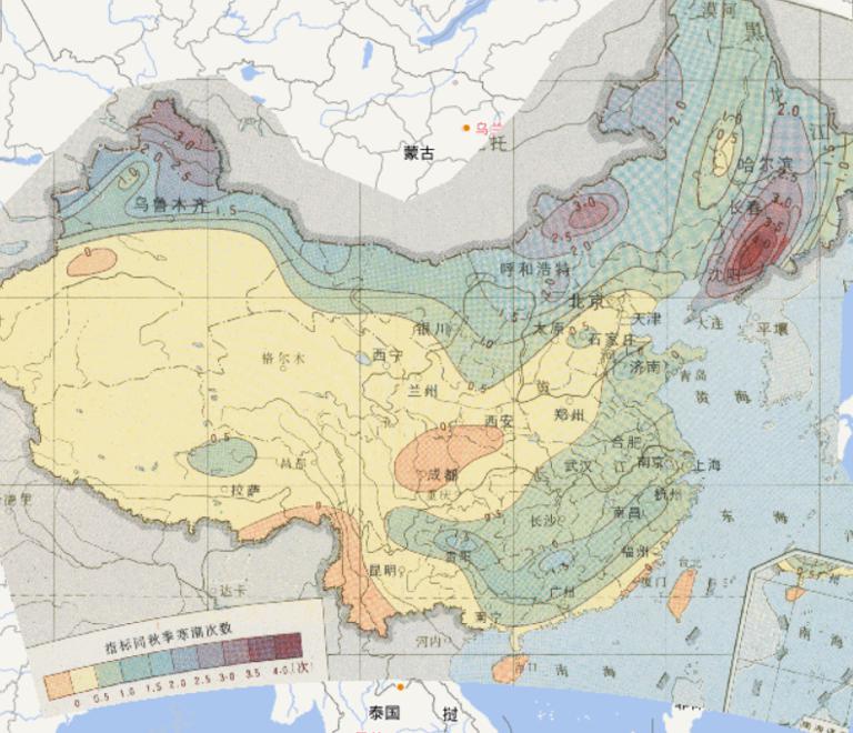 Online map of winter cold wave times for agrometeorological disasters in China