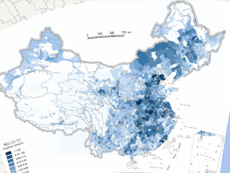 Online Map of Natural Disaster Frequency in China(1949-1965)