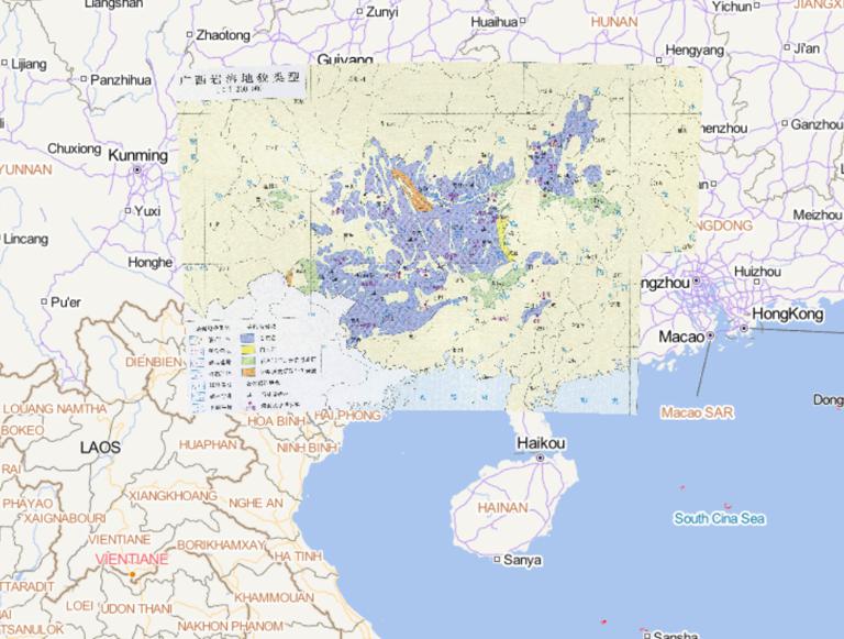 Online map of karst landform types in Guangxi, China
