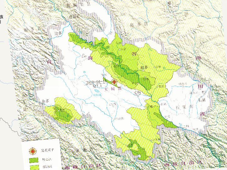 National natual reserve online map in earthquake-stricken area in Yushu in 2010