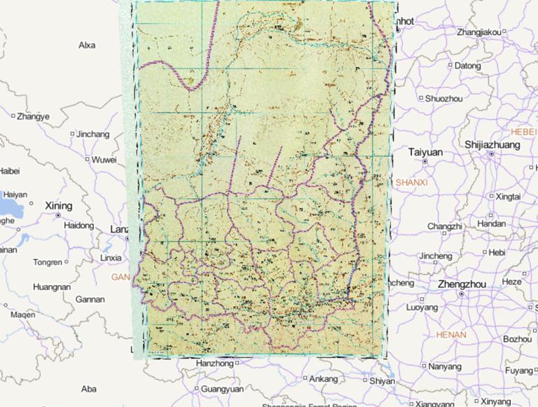 Historical map about Guanlong county In the Sui Dynasty of China