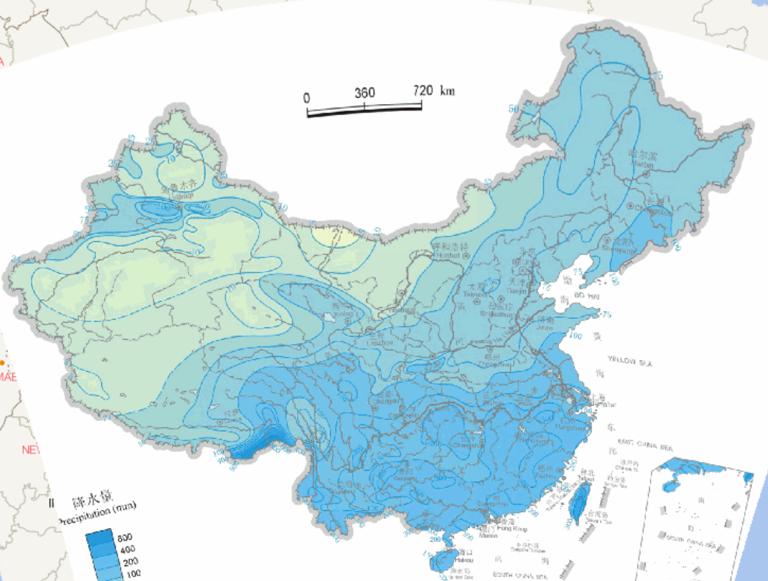 Average Monthly Precipitation in China for many years (June) Online Map