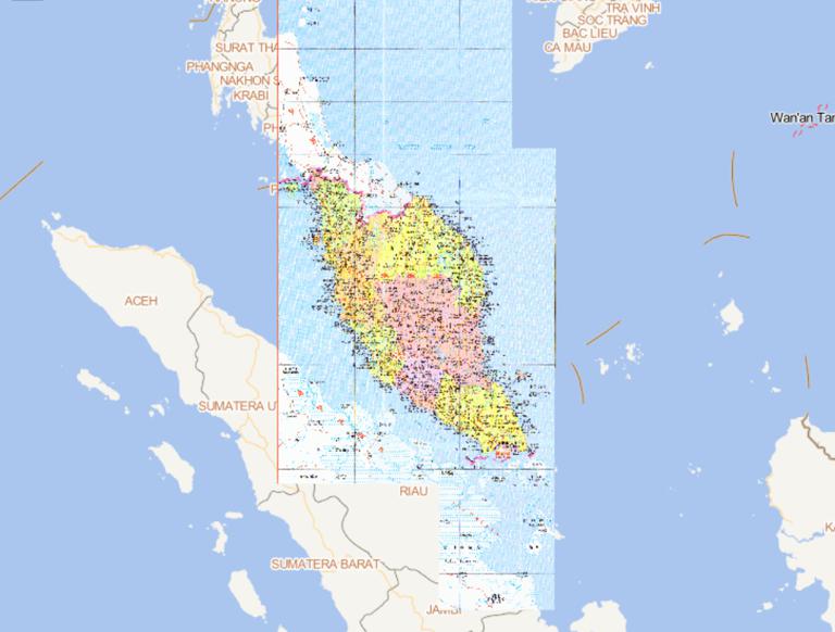 Online map of Malaysia, Singapore, Brunei
