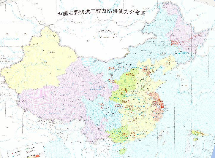 Online maps of major flood control projects and flood control capacity distribution in China