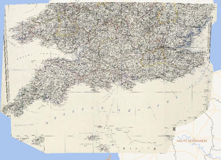 Online map of England and the southern Welsh in 1869