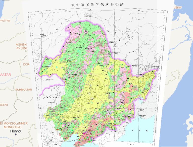 Distribution of underground hot water in Northeast China
