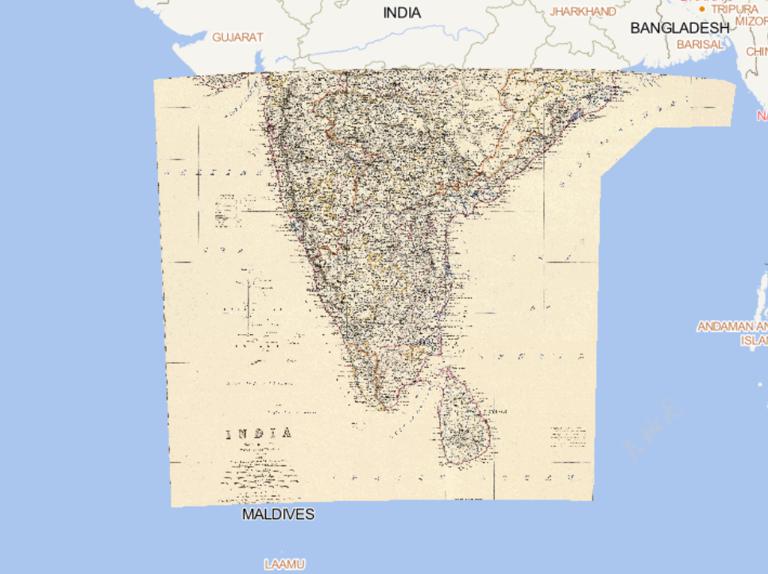 Online map of southern India, 1869