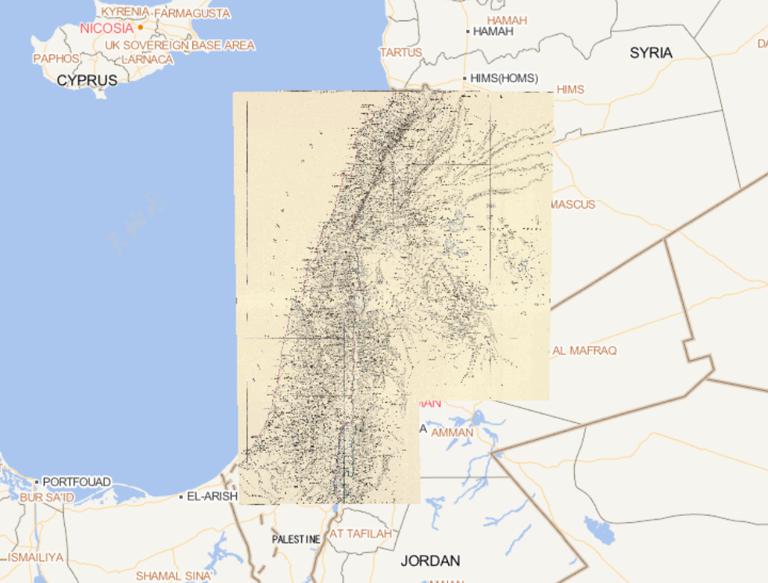 Online map of Palestine, 1869