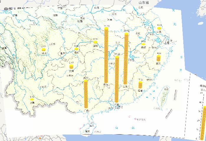 Direct economic losses online map from May 5th, 2010 to May 22th during the flood disaster period in South China