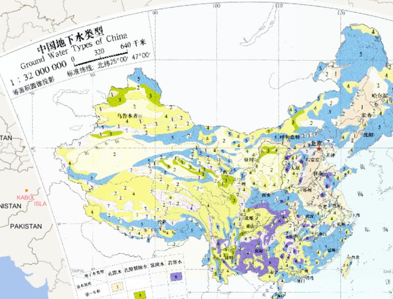 Online map of groundwater types in China