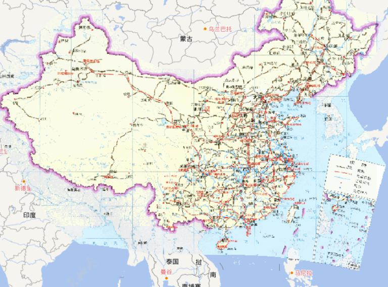 Online Map of Railways, Ports and Airports in China