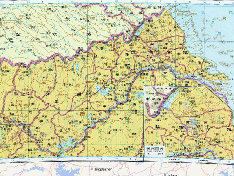 Map of Huainan during the Southern Song Dynasty of China