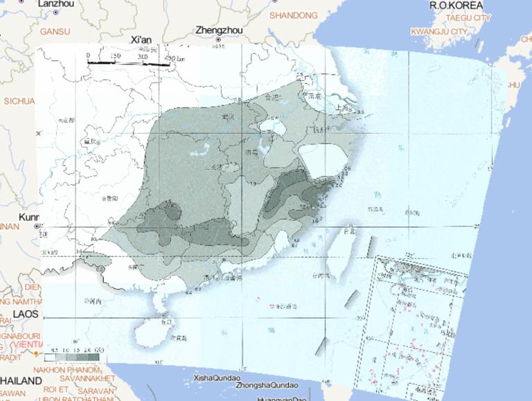 Online map of the average number of cold damage processes of rice in spring in southern China from 1981 to 2010