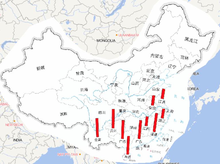 Online map of the number of national disaster relief early warning responses times in 2014