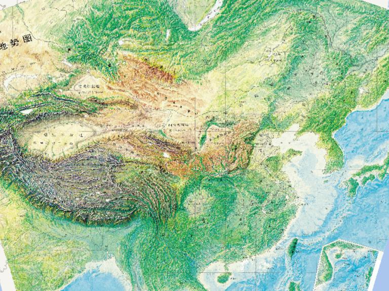 China terrain three-dimensional rendering version of the map