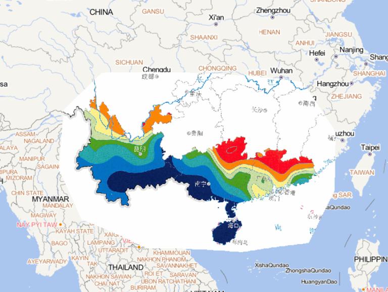 Online map of disaster percentage of precipitation anomalies of No.1409 "Rammasun" super typhoon from July 18 to 21, 2014