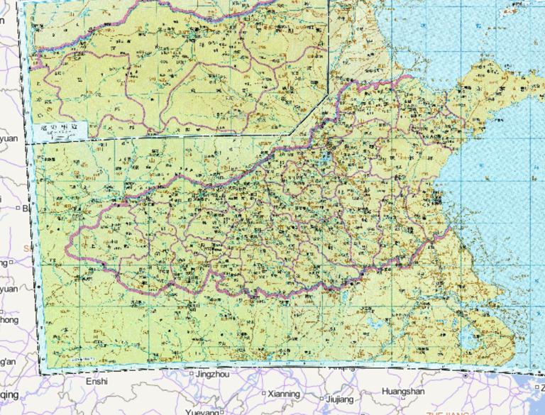 Historical map of Henan and other counties in Chinese Sui Dynasty