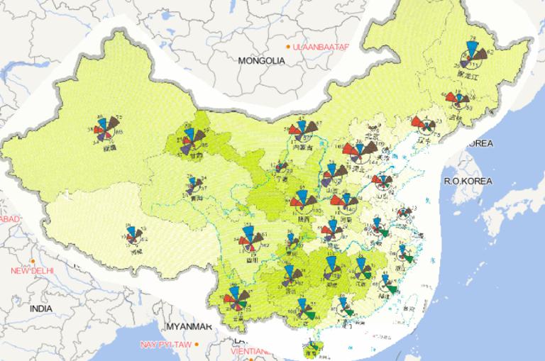 Online map of disaster species and scope in China in 2014