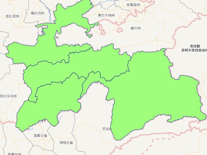 Online map of level 1 administrative boundaries of Tajikistan